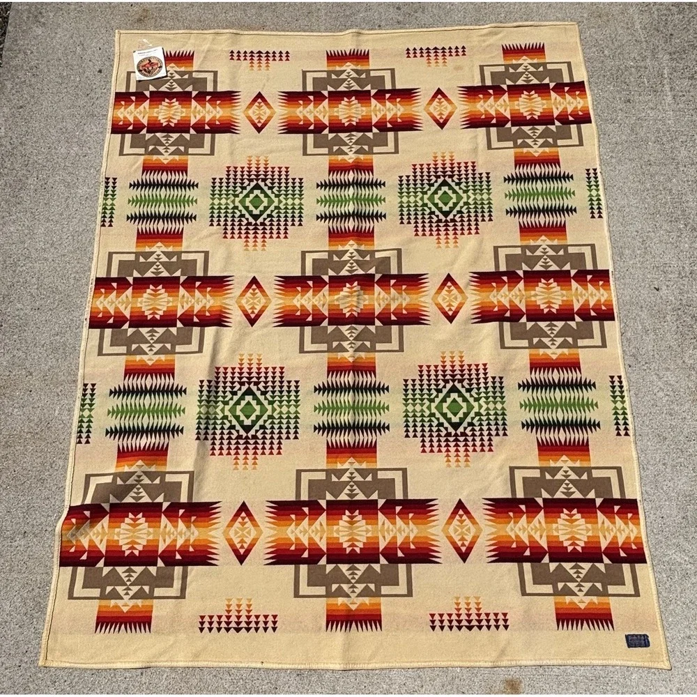 Vintage Pendleton Beaver State Chief Joseph Aztec Blanket Reversible 80'